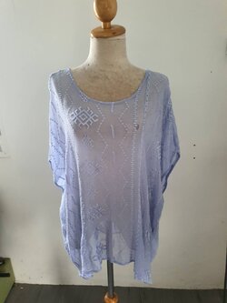 FF05856 เสื้อชีฟอง ลายปัก สาวอวบ สีม่วงอ่อน Chico's อก 56-60 นิ้ว