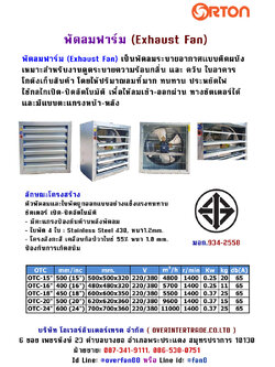 พัดลมฟาร์ม (EXHAUST FAN), พัดลมฟาร์ม 20 นิ้ว ราคา 6000 พัดลมติดผนัง Exhaust Fan