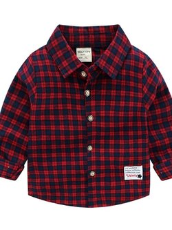 เสื้อเชิ้ตเด็กชาย ลายสก๊อตผ้าฝ้ายเนื้อนิ่มใส่สบาย