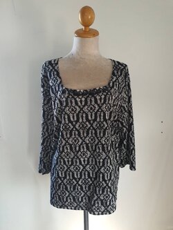 FF05873 เสื้อแฟชั่น มือสอง ลาย แบรนด์ JM อก 45-50 นิ้ว