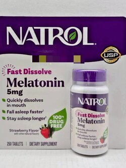 New!! Package Natrol Melatonin Time Release Fast Dissolve 5 mg 250 Tab #Strawberry