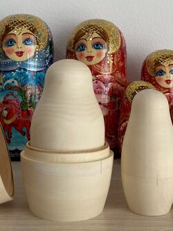 ตุ๊กตาแม่ลูกดกรัสเซีย (Matryoshka) - ชุด 7 ชิ้น ตุ๊กตาแม่ลูกดกขัดผิวเกลี้ยง (Blank Nesting Dolls)