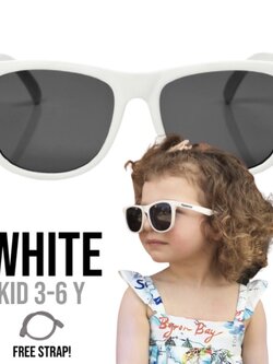 Hipsterkid White Sunglasses Age 3-6 แว่นกันแดดเด็กสีขาว (Logo-H)