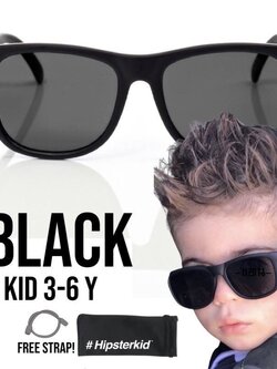 Hipsterkid Black Sunglasses Age 3-6 แว่นกันแดดเด็กสีดำ (Logo-H)