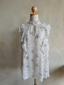 FF05110 เสื้อผ้าชีฟอง สีขาลายพลัสไซส์ แบรนด์ MICHELSTUDIO อก 48 นิ้ว