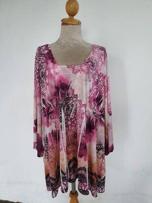 FF04274 เสื้อผ้ามือสอง สีชมพูลาย แบรนด์ FADED GLORY อก 52-60 นิ้ว