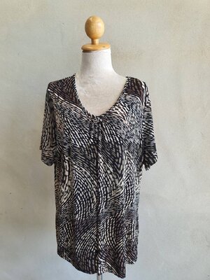 FF05037 เสื้อผ้ามือสอง สาวอวบ พลัสไซส์ สีน้ำตาลลาย แบรนด์ JACLYN SMITH อก 44-55 นิ้ว