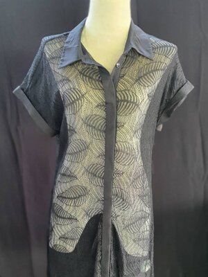 FF02640 เดรสแฟชั่นตาข่าย มือสอง สีดำ msay อก 34-36 นิ้ว