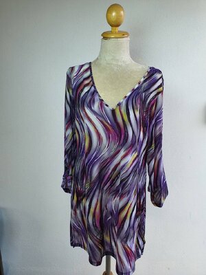 FF04266 เสื้อผ้ามือสอง สีม่วงลาย แบรนด์ Style&co. อก 40-45 นิ้ว