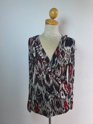 FF03993 เสื้อผ้ามือสอง สีดำลาย แบรนด์ INC internationl concepts อก 38-44 นิ้ว