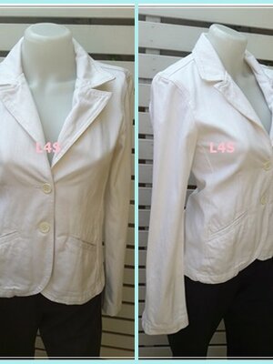 FF05404 เสื้อคลุมยีนส์ มือสอง สีขาว แบรนด์ LOLITA อก 30 นิ้ว