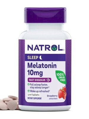 Natrol Melatonin Time Release Fast Dissolve 10 mg 100 Tab #Stawberry [ แพคเกจใหม่ ]