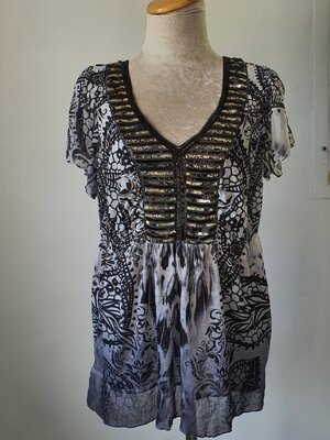 FF04348 เสื้อผ้ามือสอง สีเทาดำ แบรนด์ APT.9 อกนิ้ว