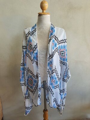 FF05065 เสื้อคลุมชีฟอง มือสอง สีขาวลาย แบรนด์ OLD NAVY อก free