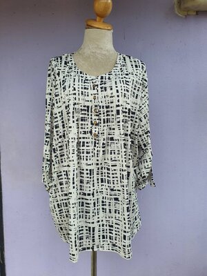 FF03613 เสื้อแฟชั่น สีขาวลายจุด มืิอสอง แบรนด์ chandly อก free 54-60 นิ้ว