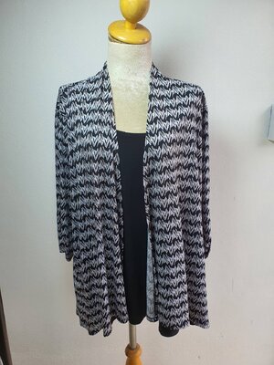 FF04173 เสื้อผ้ามือสอง สีดำลาย แบรนด์ liz mccoy อก 50-55 นิ้ว