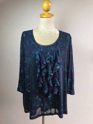 FF04145 เสื้อผ้ามือสอง ลายดำเขียว แบรนด์ CROFT&BARROW อก 50-56 นิ้ว