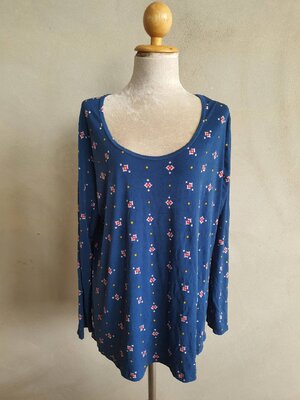 FF04968 เสื้อผ้ามือสอง สาวอวบ พลัสไซส์ สีน้ำเงินลาย แบรนด์ lularoe ของจริงสีอ่อนกว่าในรูป