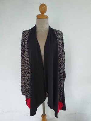 FF04278 เสื้อคลุมมือสอง สีดำเทาลาย แบรนด์ Claire France อก free-60 นิ้ว