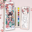 (Pre-order) สมุดระบายสี 花小札 พร้อมสีและพู่กัน