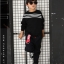 เสื้อแขนยาวเด็กชายสีดำลายเส้นสีขาว