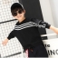 เสื้อแขนยาวเด็กชายสีดำลายเส้นสีขาว