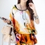 เสื้อตัวยาว คลุมสะโพก ผ้านุ่มทิ้งตัว โทนส้มพิมพ์ลาย พร้อมสายผูกเอว