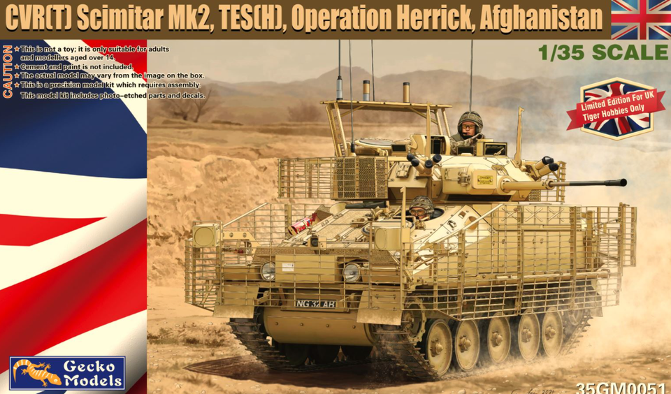 โมเดลรถหุ้มเกราะทหาร ขนาด 1/35 Gecko Model 35GM0051 SCIMITAR MK2 CVR(T), TES(H) OPERATION HERRICK, AFGHANISTAN
