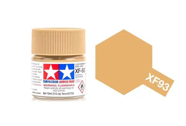 สีทาโมเดลสูตรน้ำอะคริลิกทามิย่า Tamiya Acrylic XF93 Light Brown (DAK 1942) (10 ml)