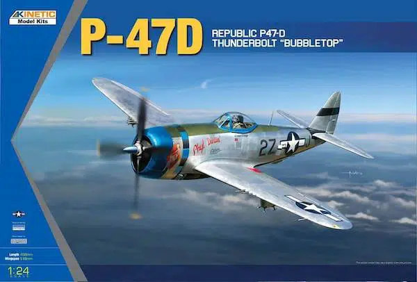 โมเดลเครื่องบินรบ Kinetic Model 1/24 KI-K3207 Republic P-47D Thunderbolt "Bubbletop"